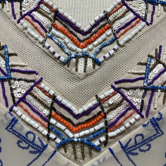 Free People Beige Ancient Mystery Beaded Sequin Sleeveless Shift Dress - Picture 5 of 12